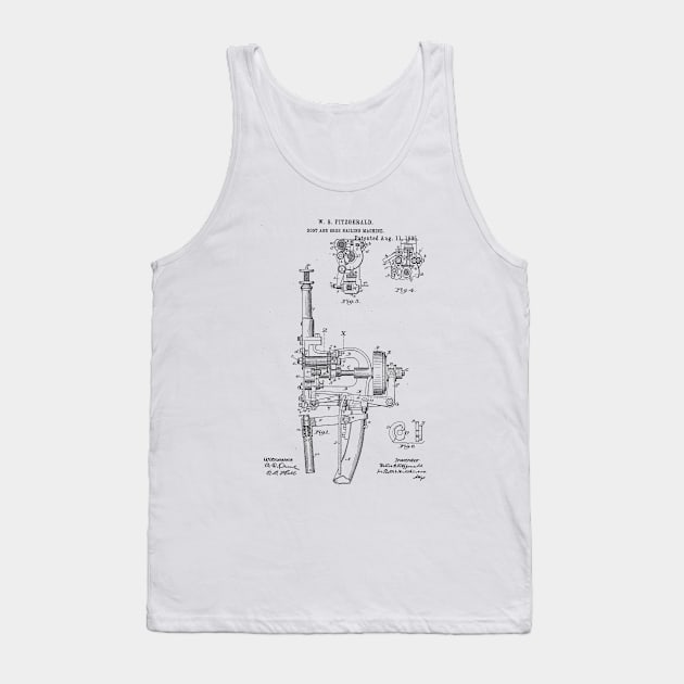 Boot and Shoe Nailing Machine Vintage Patent Hand Drawing Funny Novelty Tank Top by TheYoungDesigns